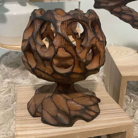 Vintage Wooden Brutalist Style Candle Holders Set Of Three Retro - Picture 5 of 16